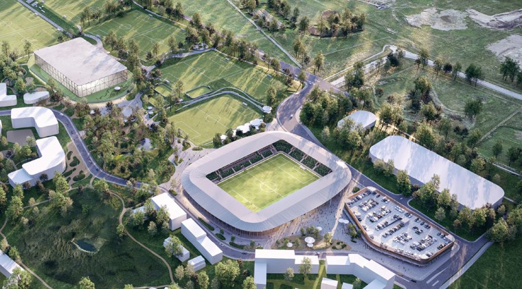 Illustration af stadion - vindende forslag fra Elkiær og Ebbeskov arkitekter